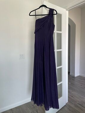 Carmen Marc Valvo One-Shoulder Maxi Dress in Deep Purple